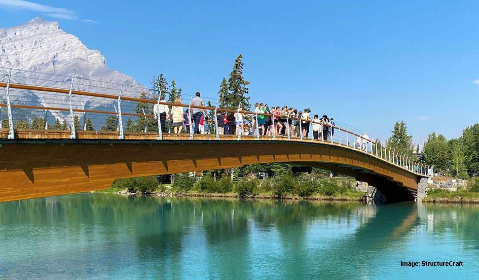 New Banff timber pedestrian bridge complete - REMI Network